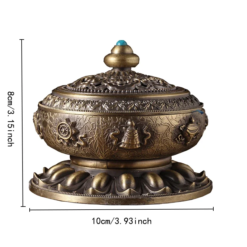 Brass Incense Burner, Buddhism Buddha Cone Stick Holder Censer for Sandalwood Smoke Oil Home Decoration Metal Craft