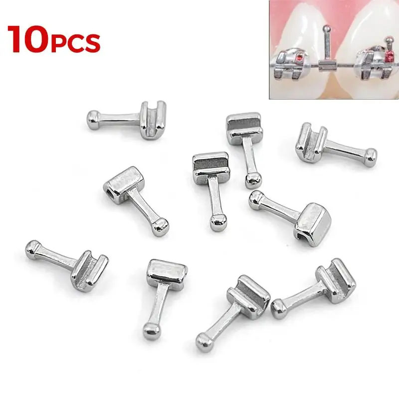 10Pcs Bondable Crimpable Hooks Teeth Straightening Lingual Buttons Multi Hook Arms For Brackets Dental Lab Materials