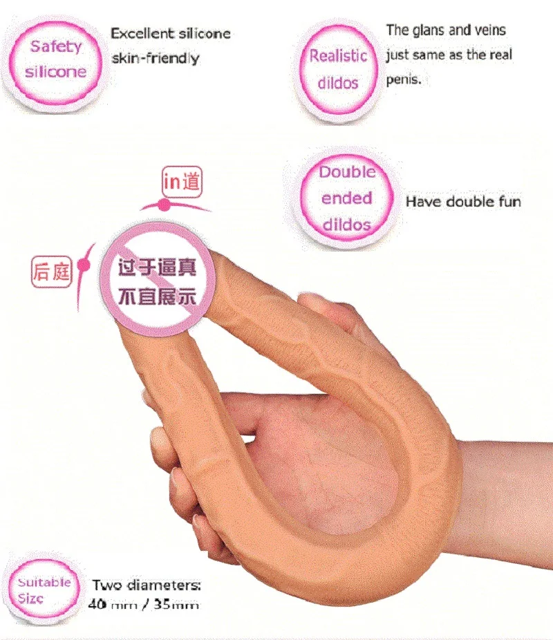 Double Ended Silicone Dildo Realistic Dong Cock Toy for Female G-Spot Massager Vagina Toy Fake Penis Dildo for Lesbians Anal