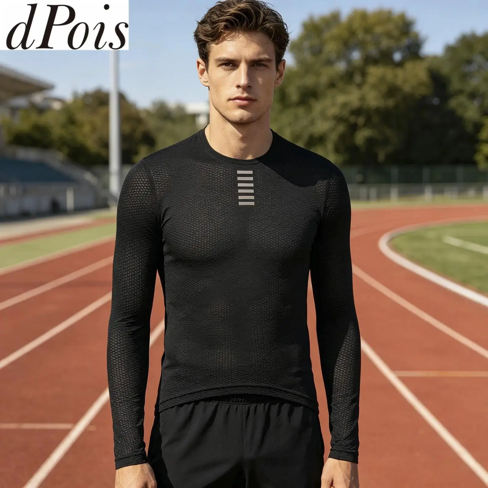 Men Moisture-wicking Cycling Jersey for Workout Running Training Long Sleeve Asymmetrical Hem T-shirt Quick-drying Athletic Top