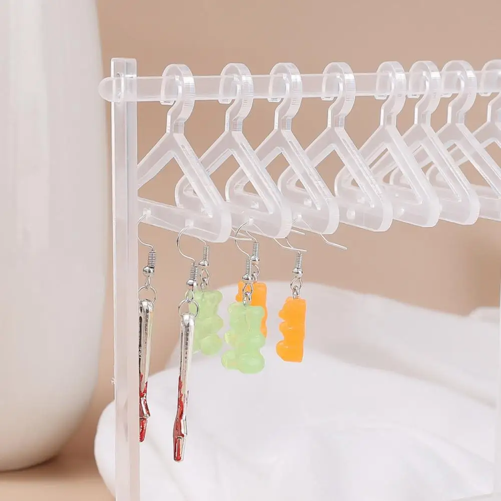 8 Pcs Earrings Storage Rack Clear Acrylic Hanging Clothes Stand Holders Hangers Shape Necklace Jewelry Display Rack