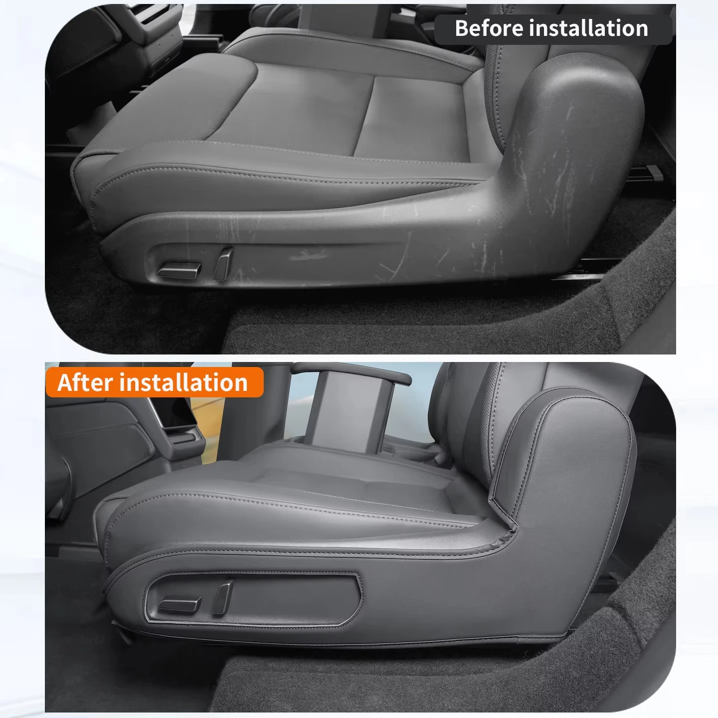 For Tesla Model YL 6-Seater Second Row Seat Both Side Anti-Kick Pad Leather Seat Panel Corner Protection Cover Car Accessories