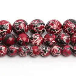 6 8 10mm Black Red White Imperial Jasper Howlite Turquoises Sea Sediment Loose Stone Bead For Jewelry Making Bracelet Necklace