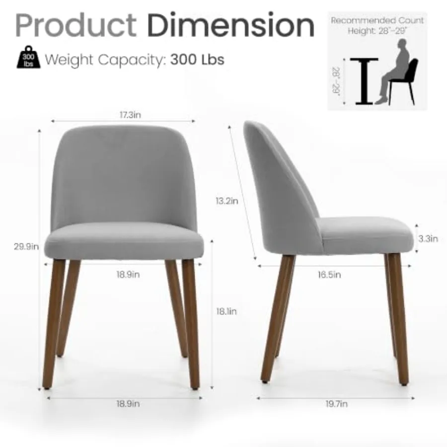 Upholstered Dining Chairs Set of 2 for Kitchen Use, Wood Frame with Fabric Upholstery, Neutral Beige Color, Comfortable Cushion
