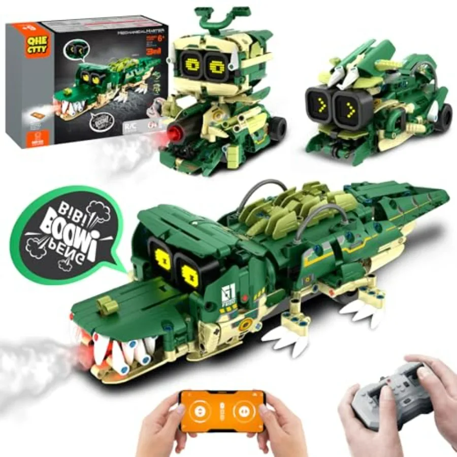 

STEM Building Toys for 6-14 Remote APP Controlled 3in1 STEM Robot Building Kit with Music Spray 513 Pcs Building Blocks Set in