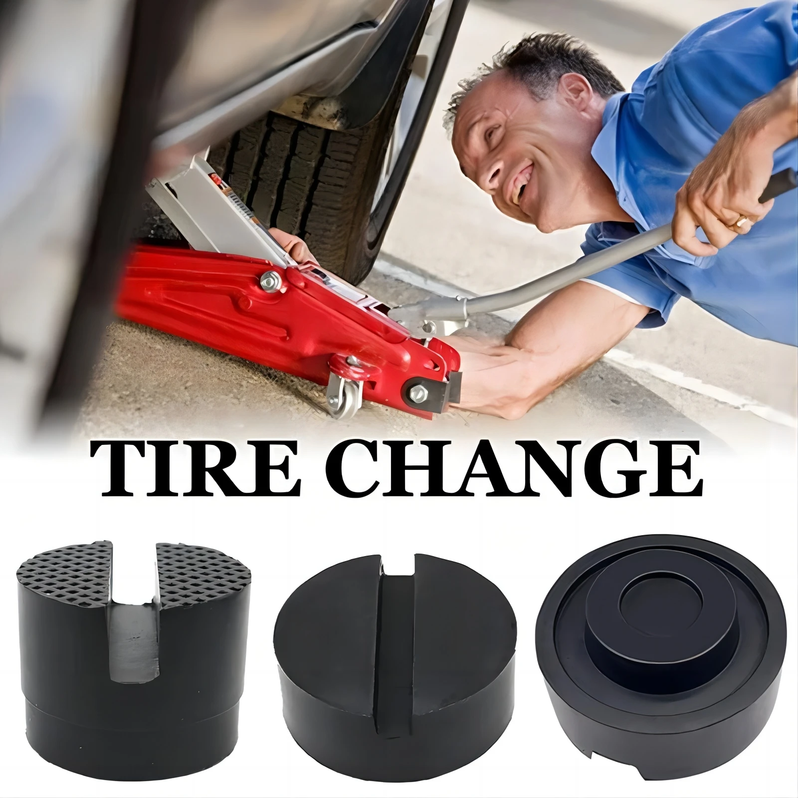 Разные типы автомобильных подъемных домкратов, резиновые накладки, черные резиновые прорези, напольные накладки, рама, рельсовый адаптер, универсальный