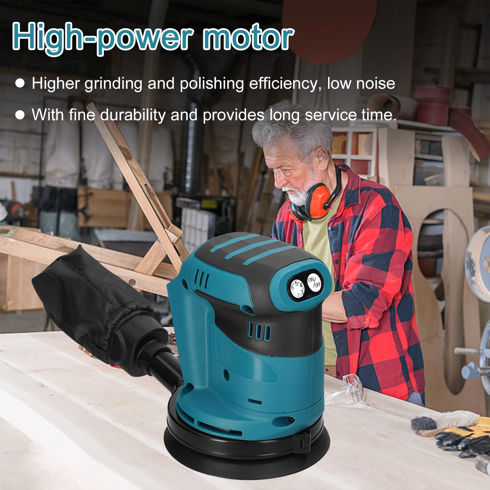 Brushless Cordless Orbital Sander Wood Grinder Electric Car Polisher Wood Metal Waxing Polishing Grinding Sanding Machine