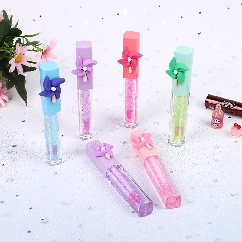 24Pcs Lip Oil Pinwheel Color Changing Natural Moisturizing Lip Gloss Girls Lip Oil Kawaii Lips Makeup Wholesale