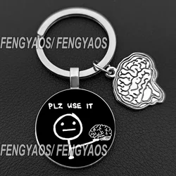 Creative Please Use Your Brain Keychains Funny Keychain Gift for Friend