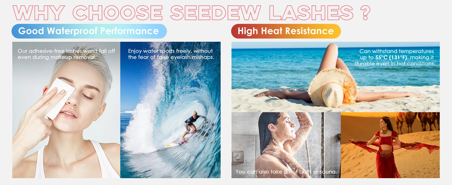 Seedew 54 Stück Selbstklebende DIY Cluster-Wimpern, Kleberfreie Falsche Wimpern, Kein Kleber Erforderlich, Einzelwimpern – Detail 4