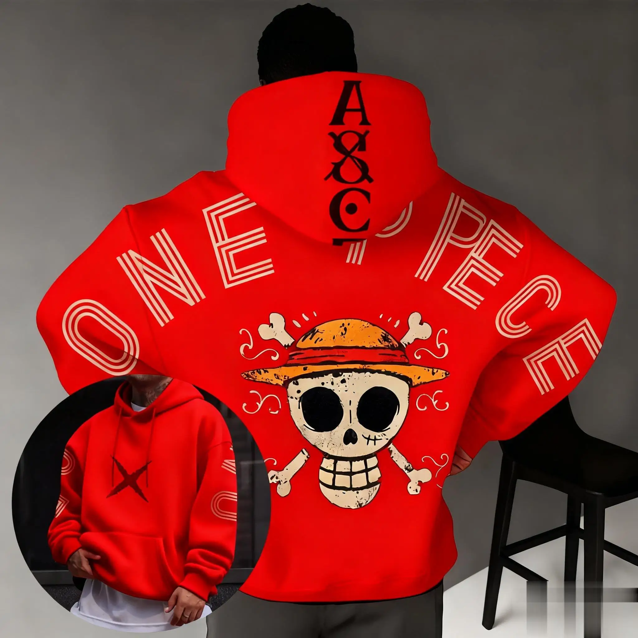 Y2k Oversized One Piece Hoodie Women Men Anime Print Pullover Jacket Streetwear Autumn Winter New Sweatshirt Long-Sleeve Tops view 5