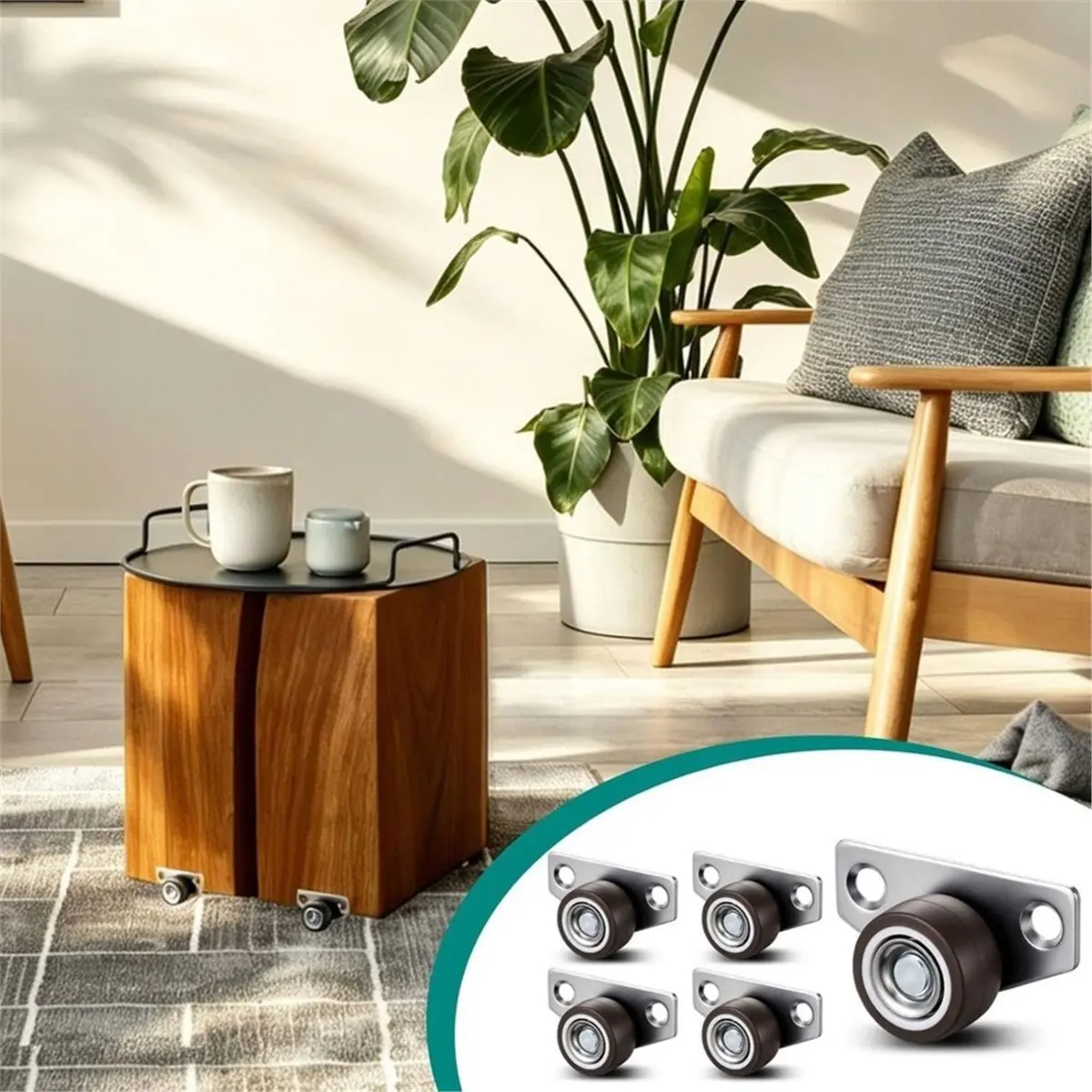 20 Set 1 Inch Low Profile Casters, Side Mount Drawer Caster Wheels Non Swivel Rigid Casters Wheels,35lbs Capacity Each