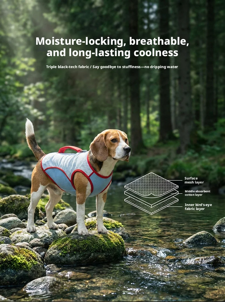 summer Pet Clothing Large Dog Golden Fur Contrasting Color Outdoor Cooling And Cooling Clothes Summer Big Dog Vest