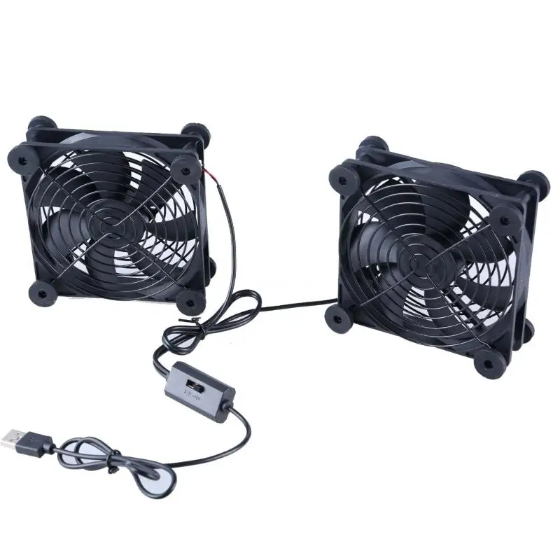 

USB Powered 2x 120mm Cooling Fan With 3 Adjustable Speed Control for TV, Router, and Gaming Console Dropship