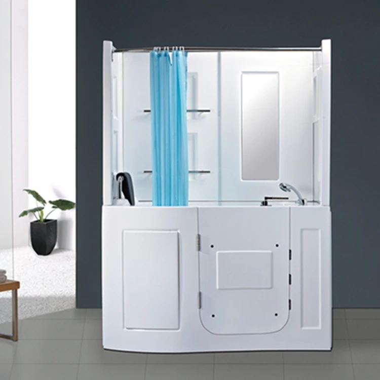 Walk In Tub Shower Combo Bathtub For Old People Acrylic Soaking Tub With Door Easy Access Home Bathroom Use