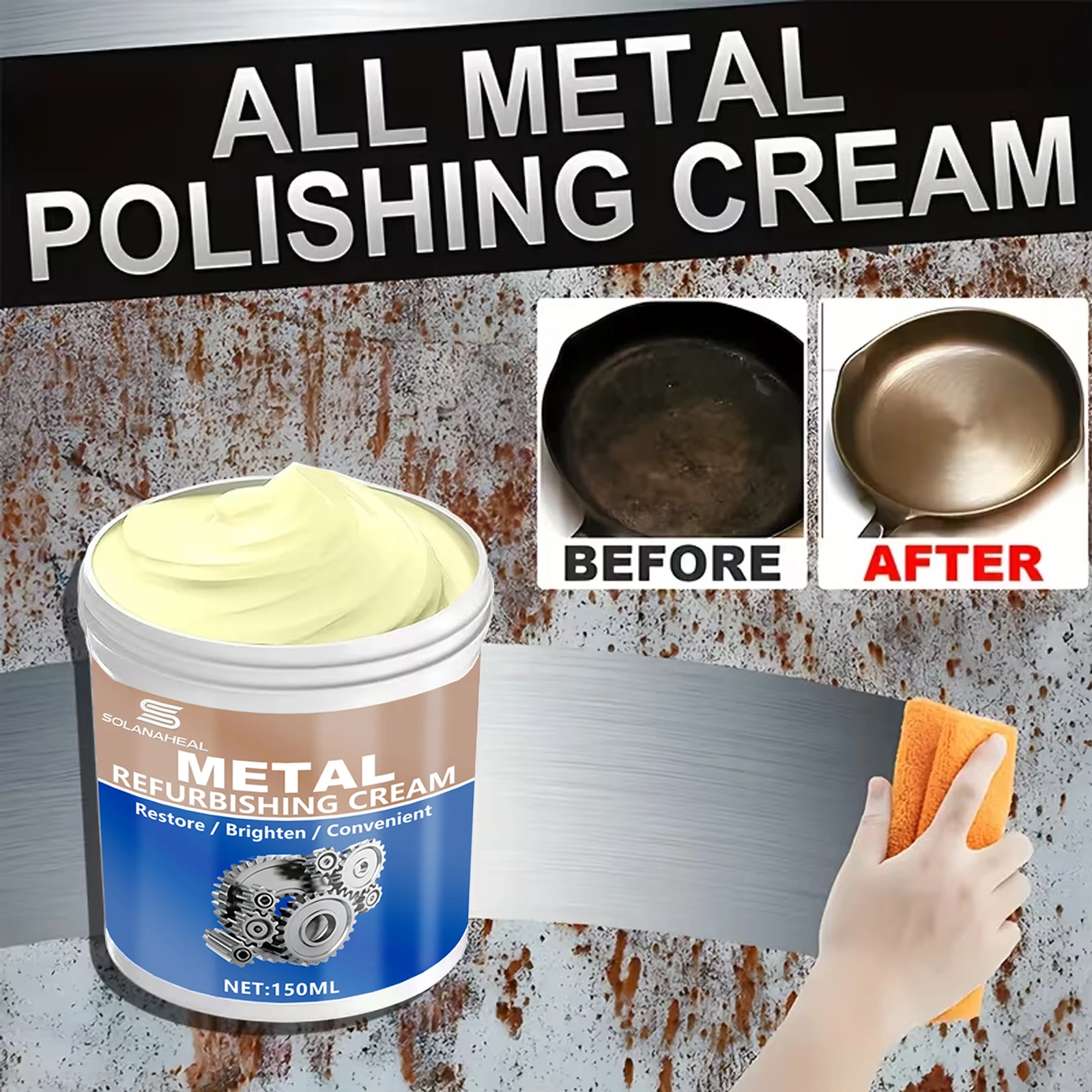 Professional Metal Polishing Paste Multi-Purpose Repair Cream Chrome Polishing Automotive Use Metal Care