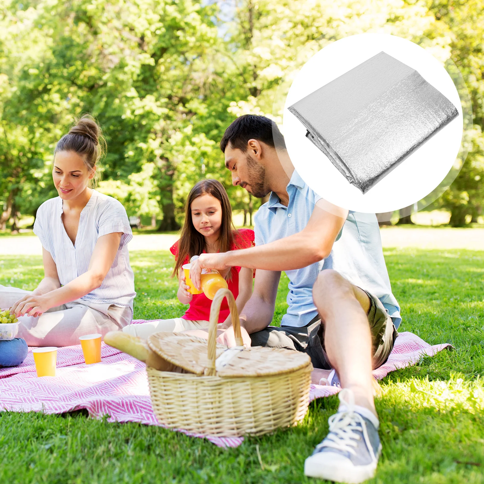 

200x150cm Waterproof Camping Mat Double-Side Aluminum Foil Ground Barrier for Picnic Beach Sunbath Outdoor Adventure Sleeping