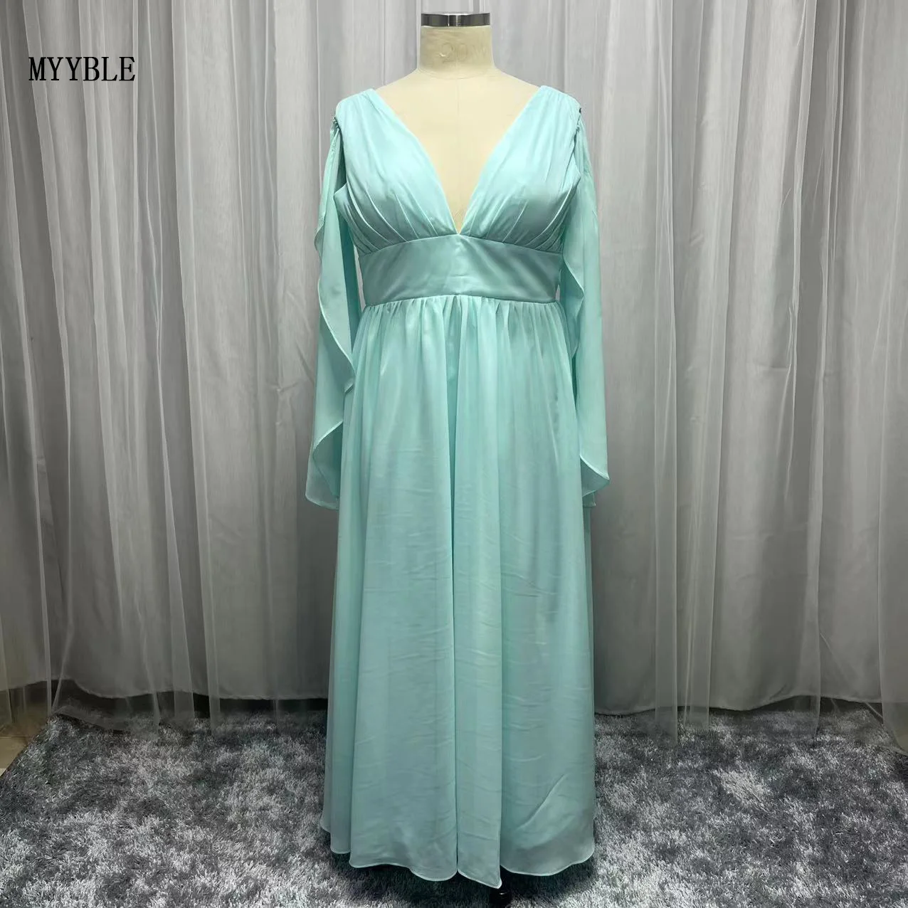 

Customized Modern Real Photo Mother of the Bride Dresses Chiffon A Line Wedding Party Dress V Neck Back Out On Sale