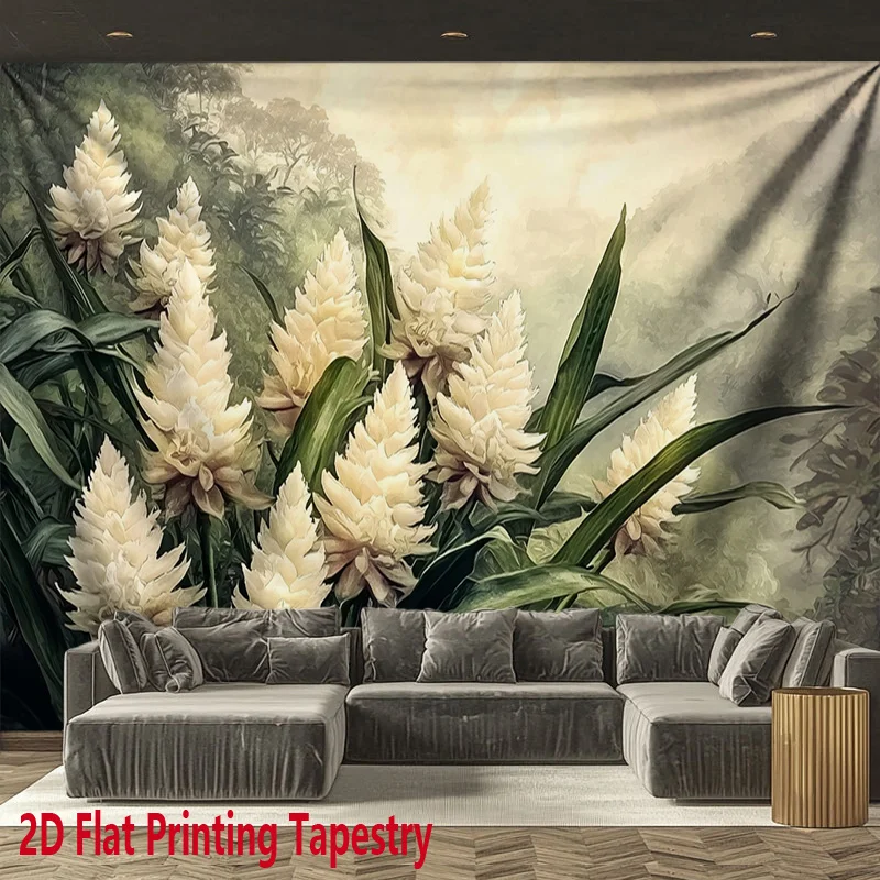 Large Floral Tapestry Wall Hanging Tropical Lily Flower Art Botanical Nature Print Decoration for Bedroom Living Room