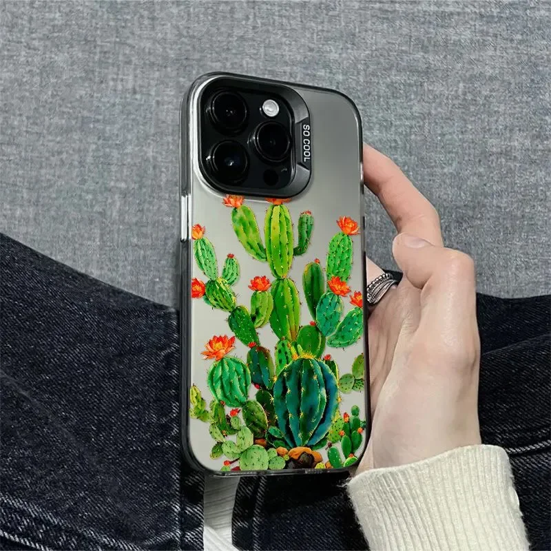 Stubborn Vitality Cactus Phone Case For iPhone Case 16 15 14 13 12 11 Pro XR XS Max 7 8 Plus Phone Shockproof Soft Y2K Cover