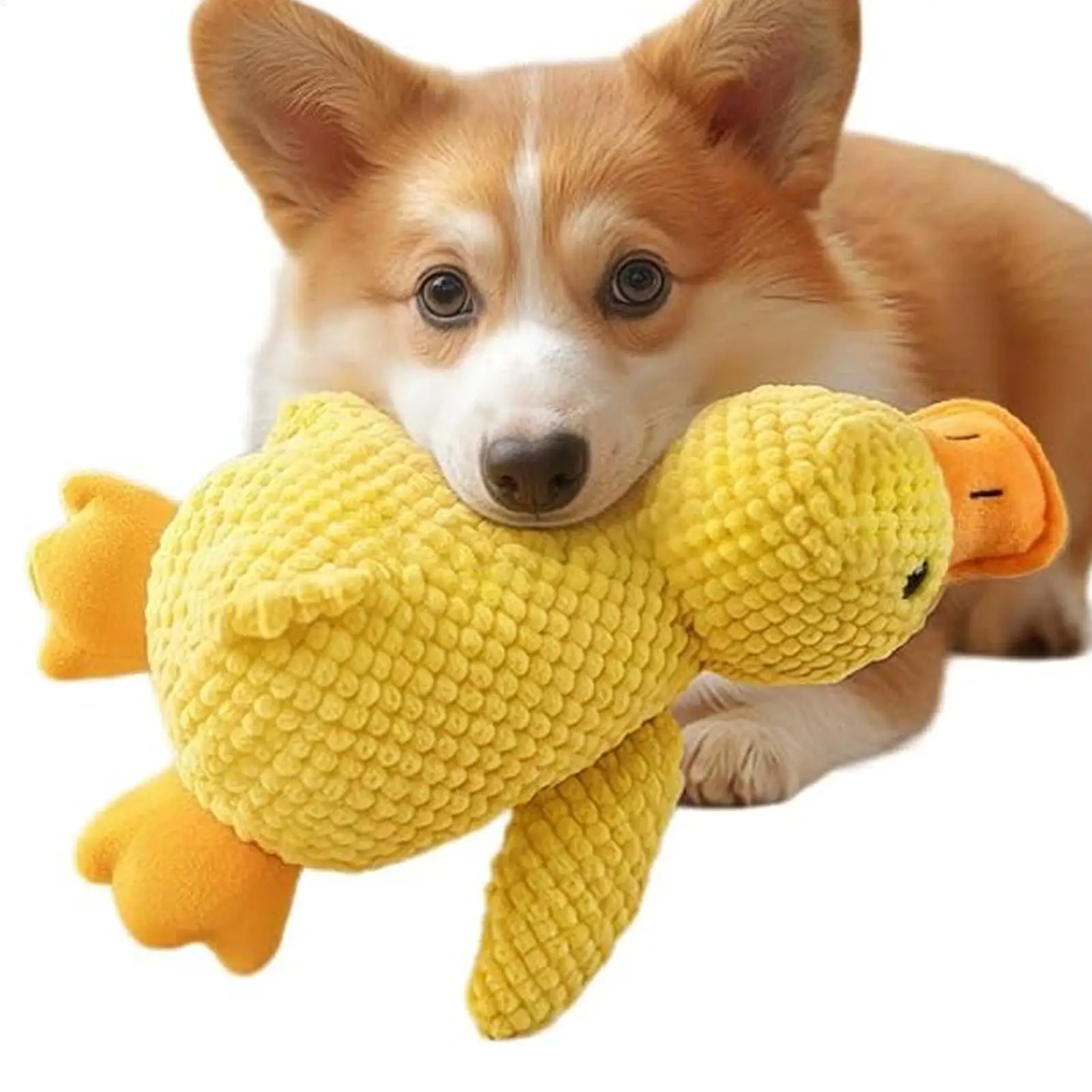 Kauspielzeug für Hunde, Plüschbegleiter, schlafende Ente, Hundespielzeug für kleine und große Hunde, bissfestes Zähneknirschen, Schallentlastung, Schallspielzeug