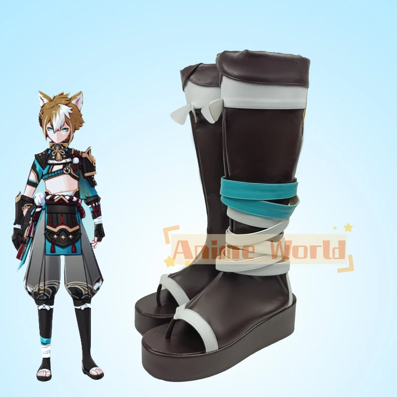 Game Genshin Impact Gorou Cosplay Schoenen Hoge Laarzen Cosplay Gorou Zwarte Schoenen Dames en Heren Cosplay Halloween Schoenen