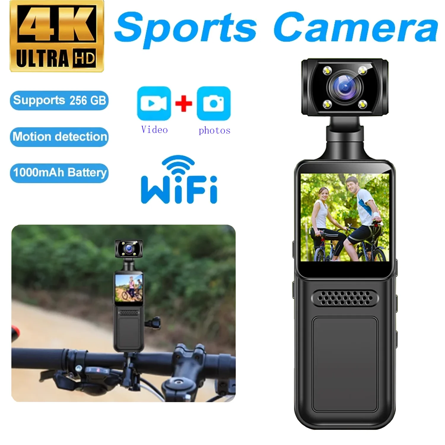 

HD 4K WiFi Mini Camera Portable Digital Video Recorder Color Screen Wearable Camera Night Vision Bike Camcorder Police Cam New