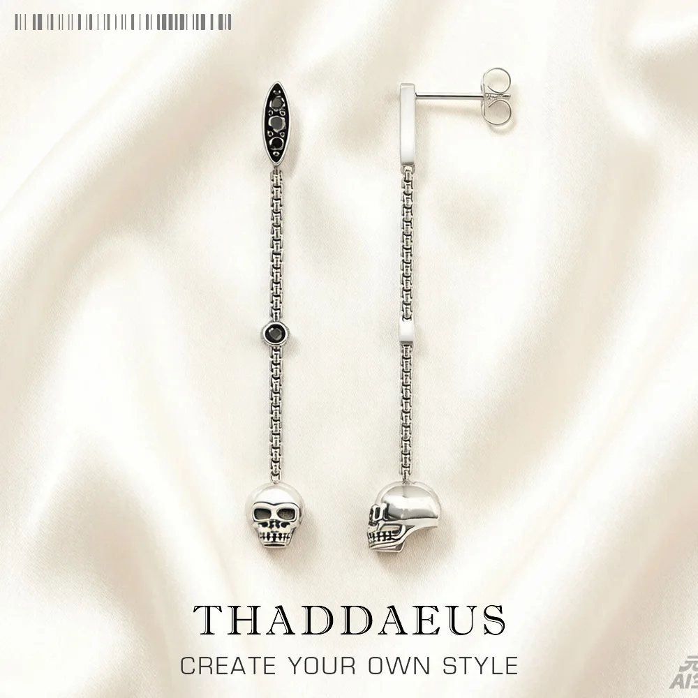 

Skull Long Drop Earring Women Vintage Gift Brand New 925 Sterling Silver Fine Jewelry