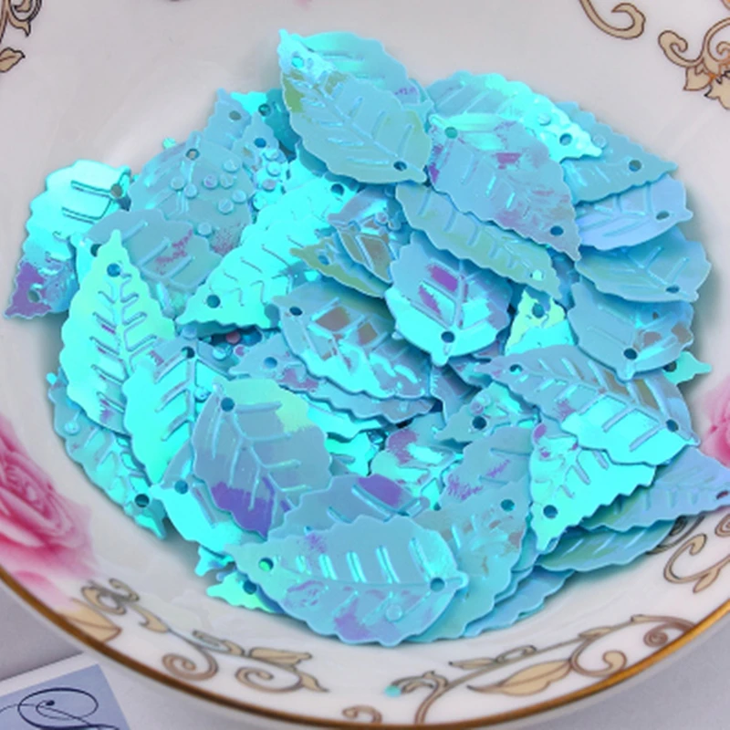 50Pcs 13*24mm AB Color Leaf Loose Sequins  With 2 Hole Paillettes Sewing Wedding Craft DIY Garment Lentejuelas Accessory
