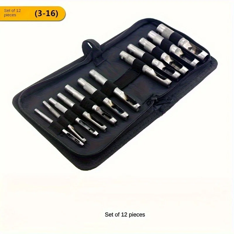 12-teiliges Locher-Set aus Kunstleder, 3–16 mm – langlebige Stahlschneidewerkzeuge für Jeans und Kunsthandwerk