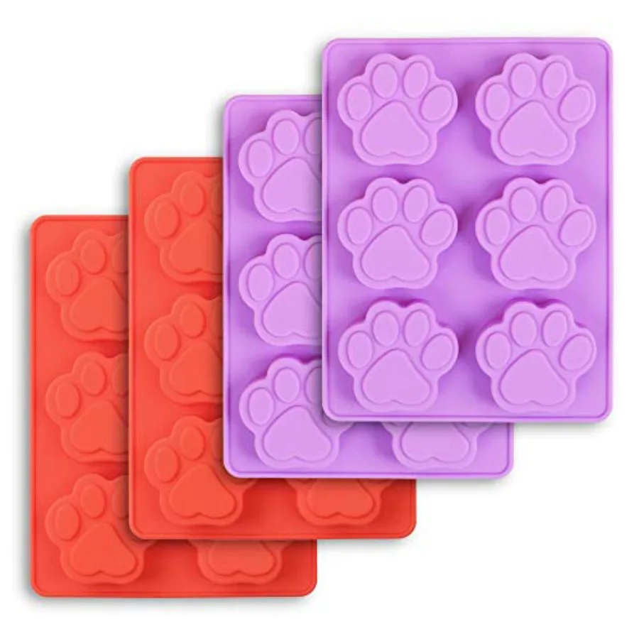 

Puppy Dog Paw Silicone Molds Food Grade for Chocolate Candy Pudding Jelly Dog Treats. 4 Pcs