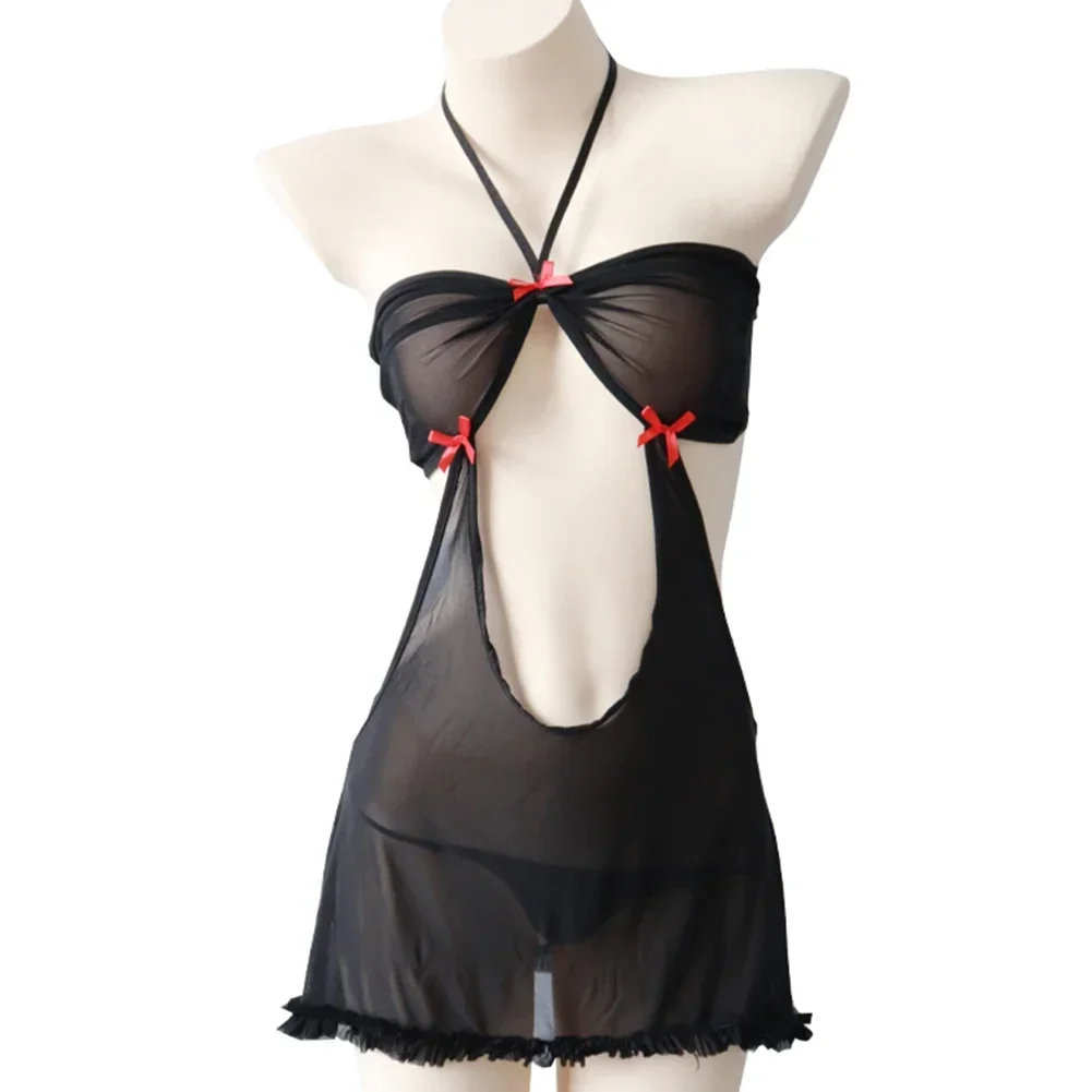 

Color Black Halter Neck Night Apparel Solid Color Hotel Sleep Medium Stretch Sleeveless All Seasons Brand New Home Wear