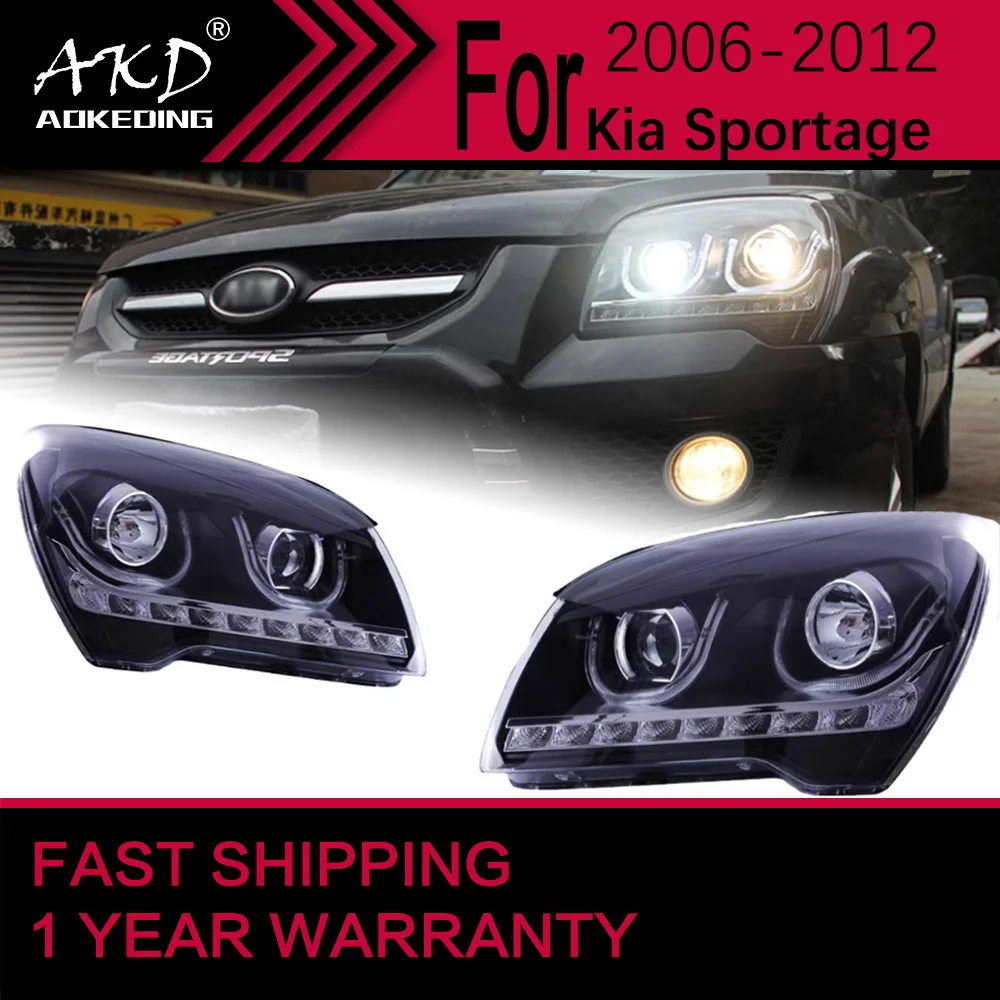 Car Lights for Kia Sportage LED Headlight 2006-2012 Sportage Head Lamp Drl Projector Lens Automotive