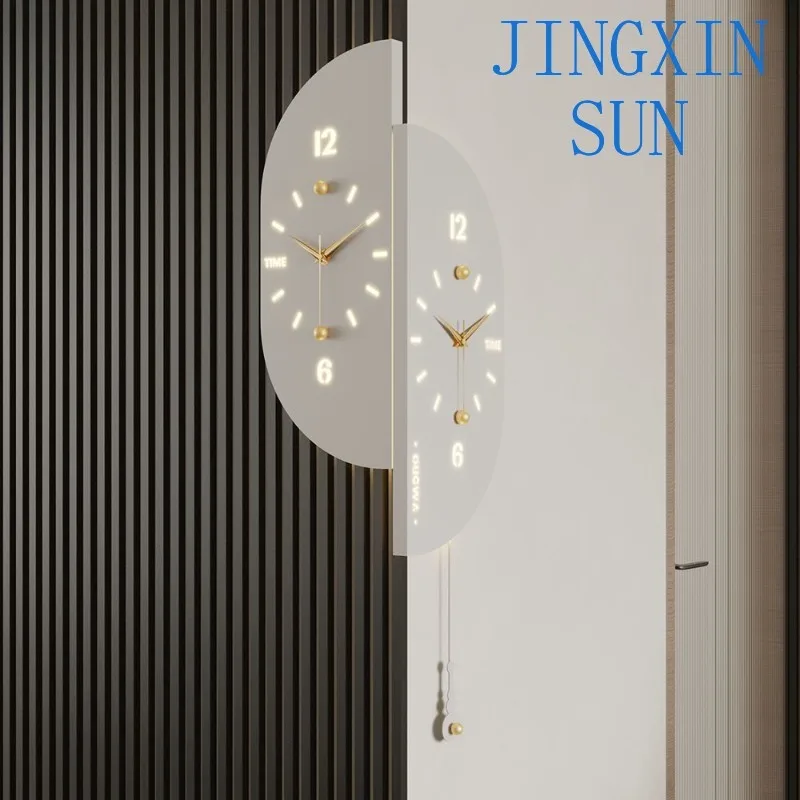 Luminous Corner Wall Clock Modern Double Sided  Aesthetic Pendulum Clocks Silent Elegant Living Room Watches
