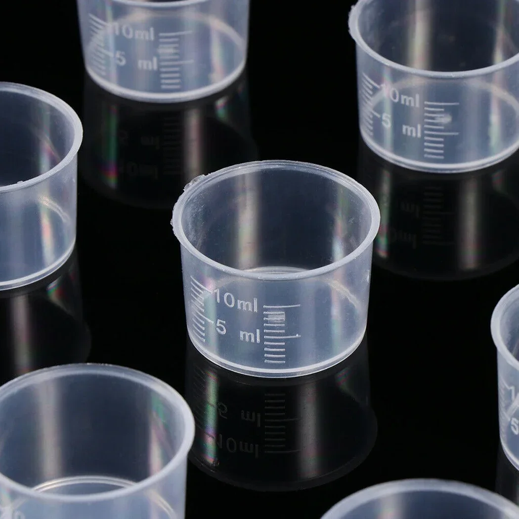 50Pcs 10ml Measuring Cup Plastic Clear Disposable Liquid Volumetric Measurement Cup Graduated Measure Beaker Kitchen Baking Tool