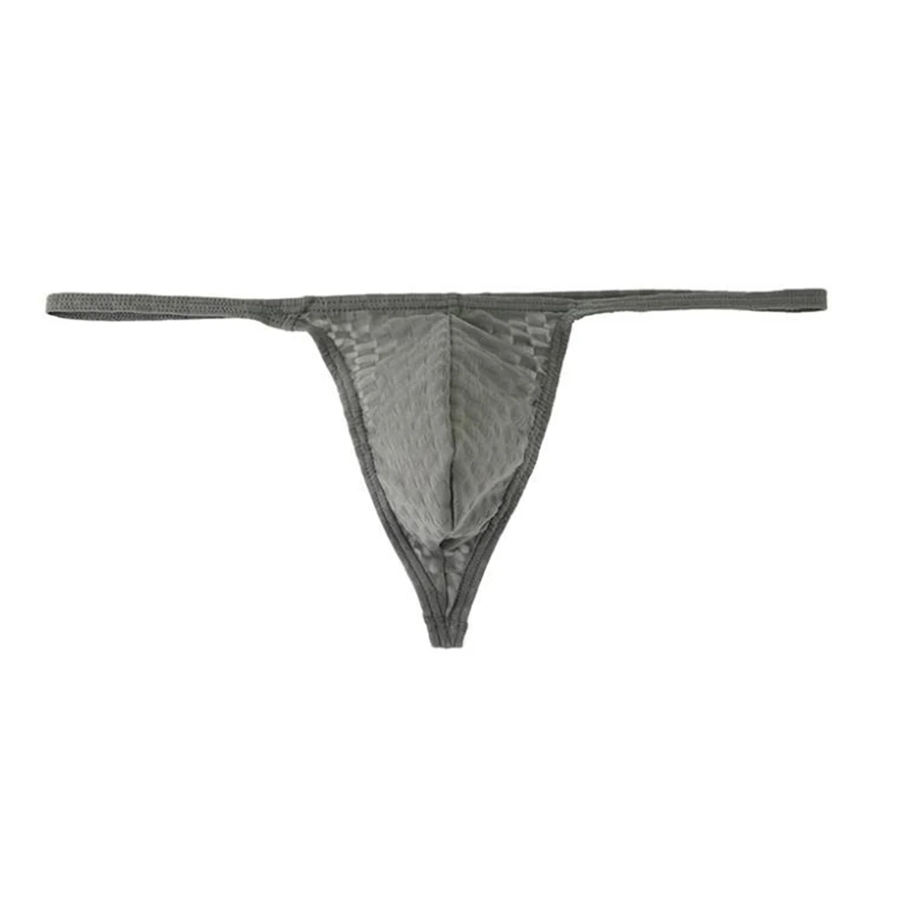 Men Plaid Mesh Thongs Low Rise Gay Sissy Pouch Soft Underwear For Hot Man Gay Lingerie Sexy T-back Soft G-strings Underpants Men
