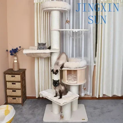 Petfident Cat Scratcher Post Tree Interactive Climbing Tree with Scratching Pad Soft Plush Tree House for Kittens