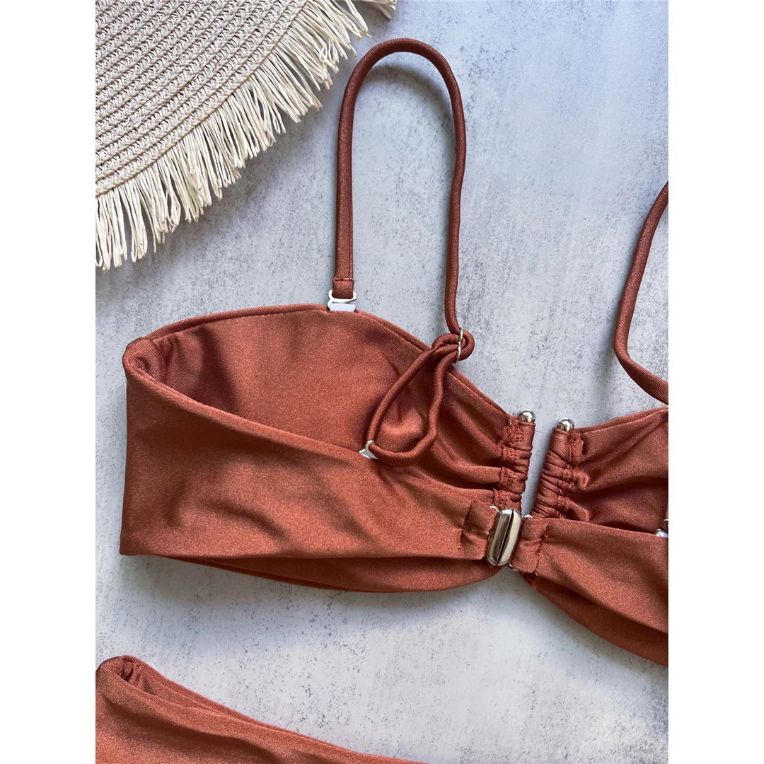 4 Farben, V-förmiger, gepolsterter Damen-Badeanzug, hochtaillierter Bikini, zweiteiliges Bikini-Set, Badebekleidung, Badeanzug, Modell V6583. – Detail 30