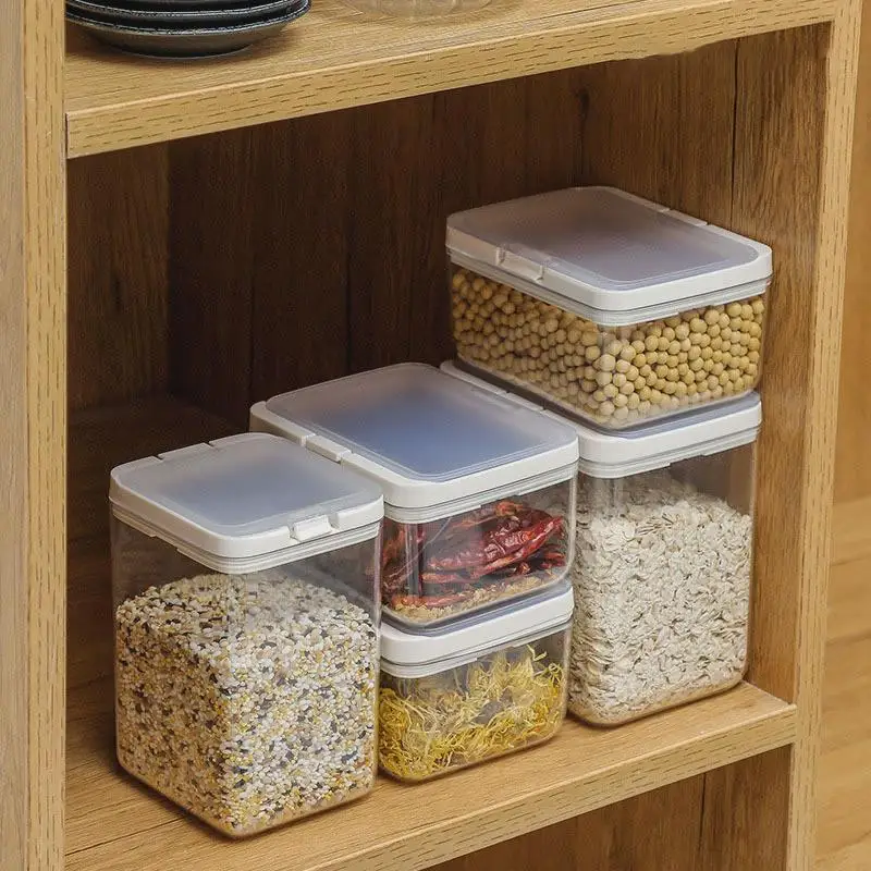 

Большой пластиковый контейнер для хранения продуктов на кухне, влагонепроницаемый, для орехов, для домашнего использования, емкость для хранения круп на пять порций