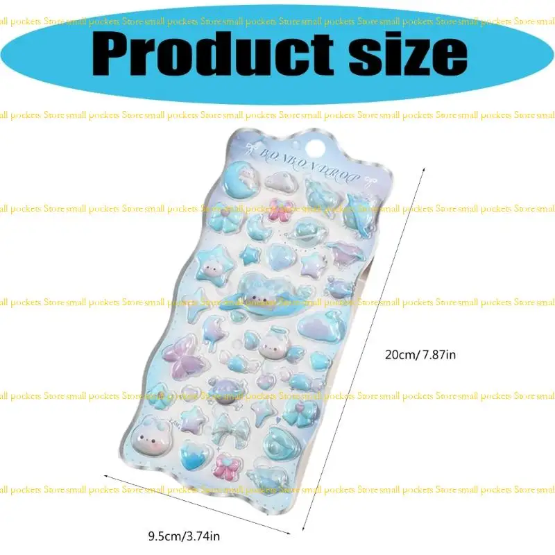 R1WD Embossed Decorative Sticker Adhesive PVC Resin Sticker For Water Bottle Pencil Case Notebook and Kids Room Wall Art