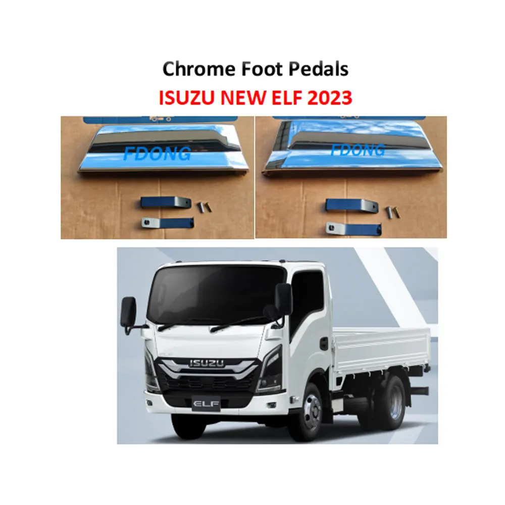 FDONG 1 Set 2 Pcs Chrome Foot Pedals for ISUZU NEW ELF 2023