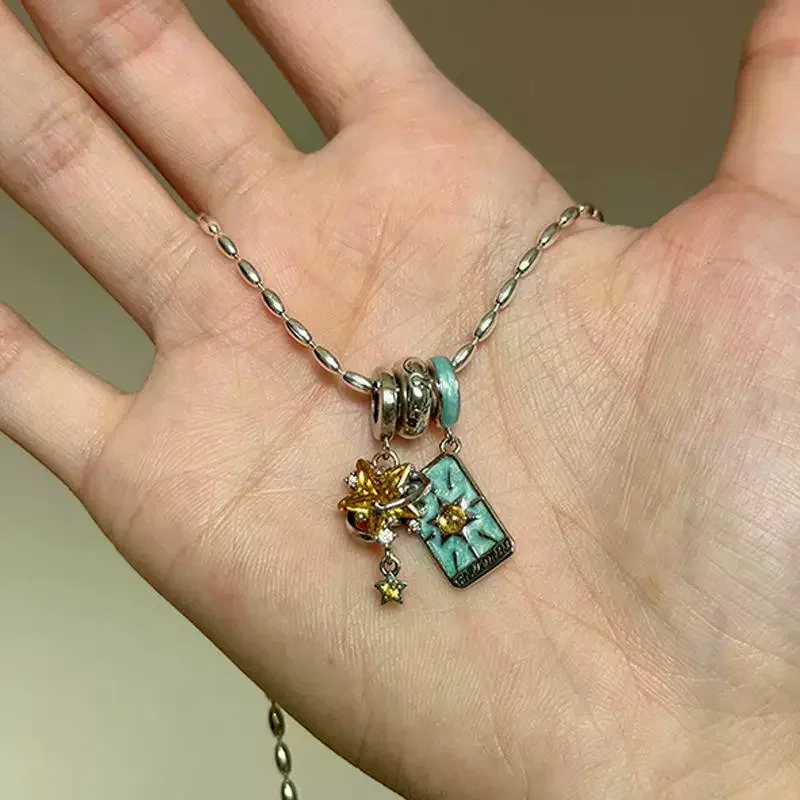 Retro Tarot Card Magic Witch Divination Tarot Star Bracelet Necklace For Women Vintage Advanced Bead Charms Jewelry Accessories