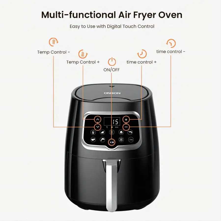 MAMNV Air Fryer 5.5L Multi-functional Oil-free Fryer Automatic Household 360°Baking LED Touchscreen Deep Fryer without Oil