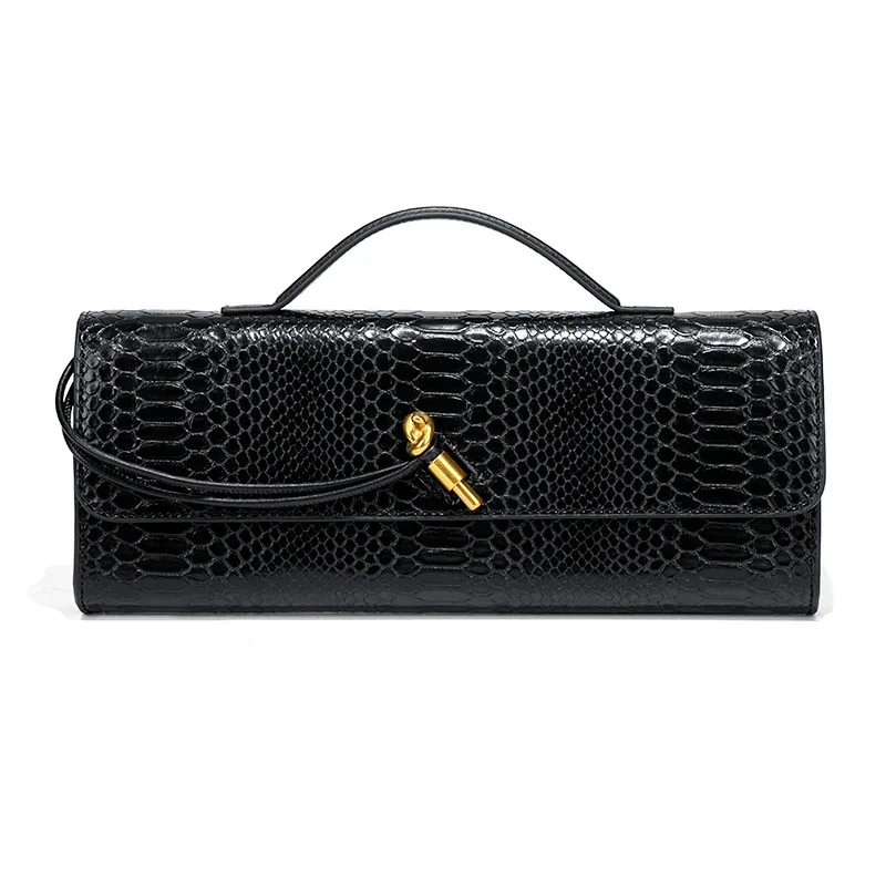NONE Long Evening Handbag Crocodile Pattern 9
