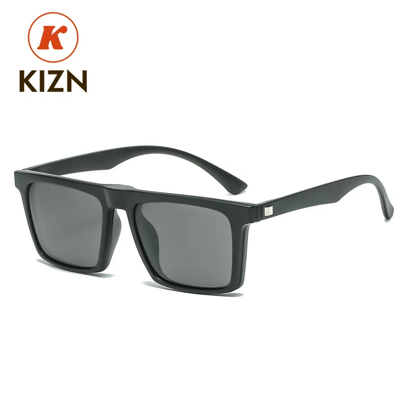 KIZN 스포츠 근시 편광 자석 선글라스 남녀 클립온 안경 사각 광학 안경 6 in 1 안경테 -0.5 ~