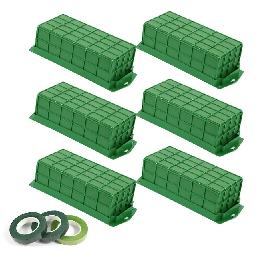 

6 Pack Floral Foam Cage Flower Holder with Floral Foam for Fresh Flower Arrangement and Wedding Holiday Decorations, Rectangle 1