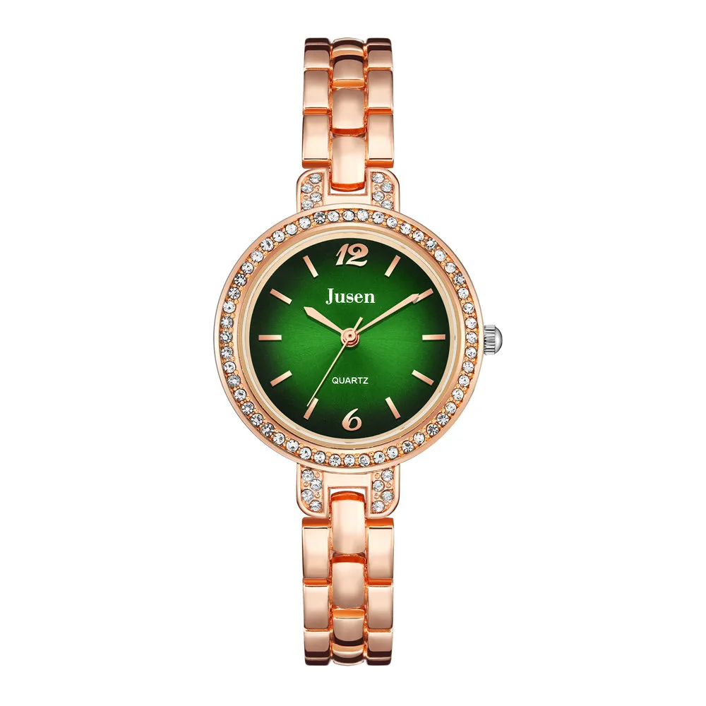 luxury shining rhinestone quartz steel women wrist watch