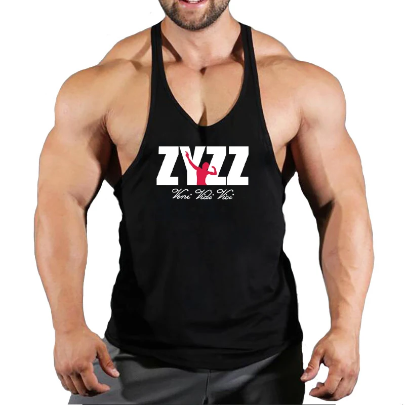 Gym Sleeveless Shirt Men Bodybuilding Tank Tops Fitness Workout Cotton Print Singlet Stringer Undershirt Male Casual Summer Vest