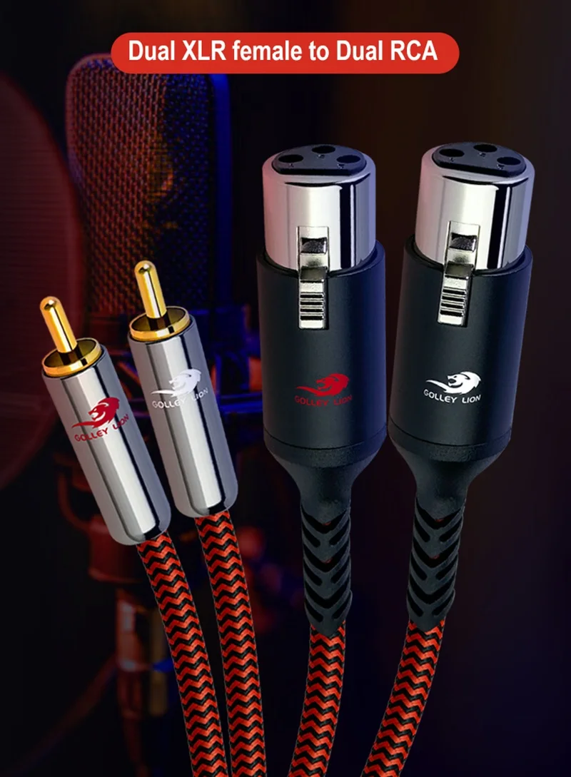 Cable de Audio Dual XLR hembra a 2 RCA macho para amplificadores, consolas mezcladores, CD, DVD, sistema de altavoces estéreo HiFi para el hogar, cables blindados