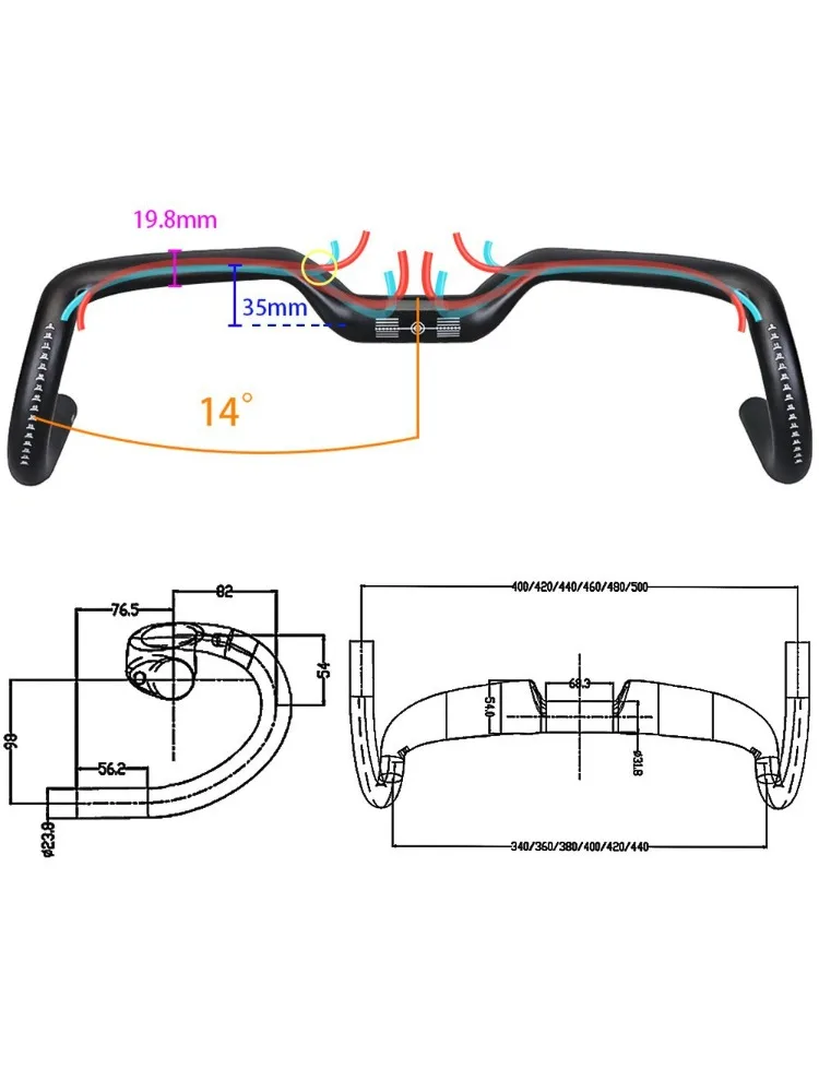 AliExpress NONE 2026 NEW Gravel Carbon Bicycle Handlebar T1000 Aero Handlebar Ultra Light 28-44cm drop handlebar Lift 35mm Gravel 14degree